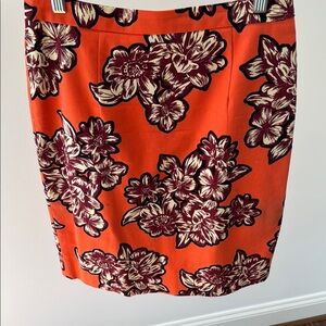 Floral Orange Pencil Skirt Anthropologie Size 4